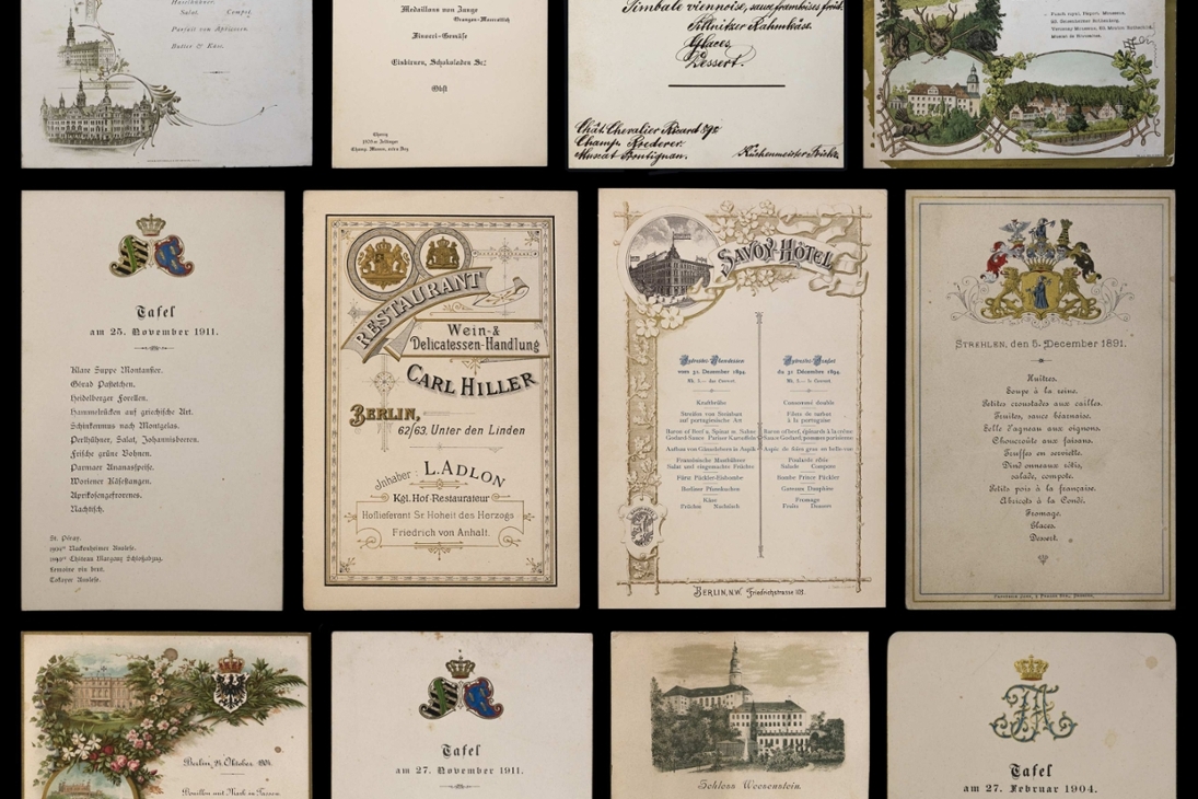 Menükarten der Sammlung Birsner © SLUB Dresden, Ramona Ahlers-Bergner
