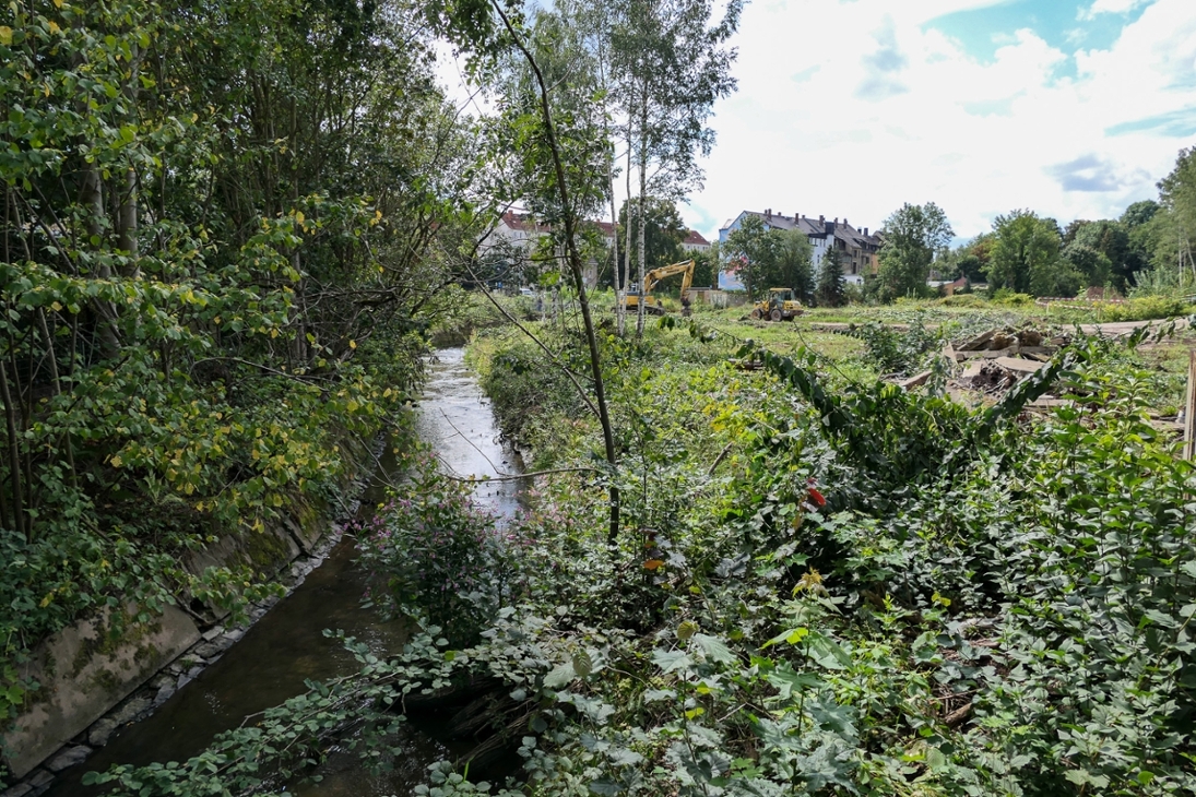 Die Arbeiten am Pleißenbach sind bereits in vollem Gange.