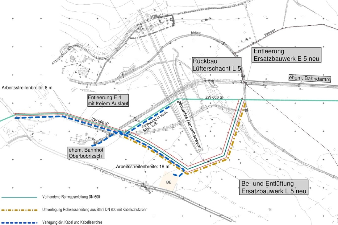 Lageplan Umverlegung Rohwasserleitung Oberbobritzsch