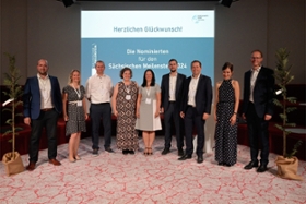 Foto: Nominierte des Sächsischen Meilensteins 2024 aus der Kammerregion Chemnitz mit BBS-Geschäftsführer Arne Laß (rechts im Bild)