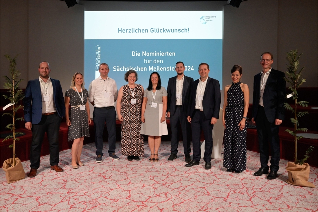 Nominierte des Sächsischen Meilensteins 2024 aus der Kammerregion Chemnitz mit BBS-Geschäftsführer Arne Laß (rechts im Bild)