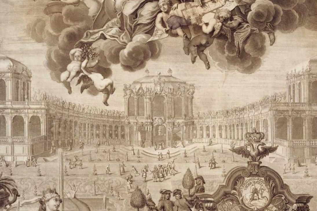 Matthäus Daniel Pöppelmann: Das Zwinger-Kupferstichwerk, 1729. Titelblatt 

Diese Abbildung ist für Veröffentlichungen in diesem Zusammenhang rechtefrei verwendbar.