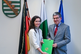 Foto: Justizministerin Prof. Constanze Geier und Prof. Dr. Dr. Klose dem zukünftigen Leitenden Oberstaatsanwalt bei der Staatsanwaltschaft Chemnitz