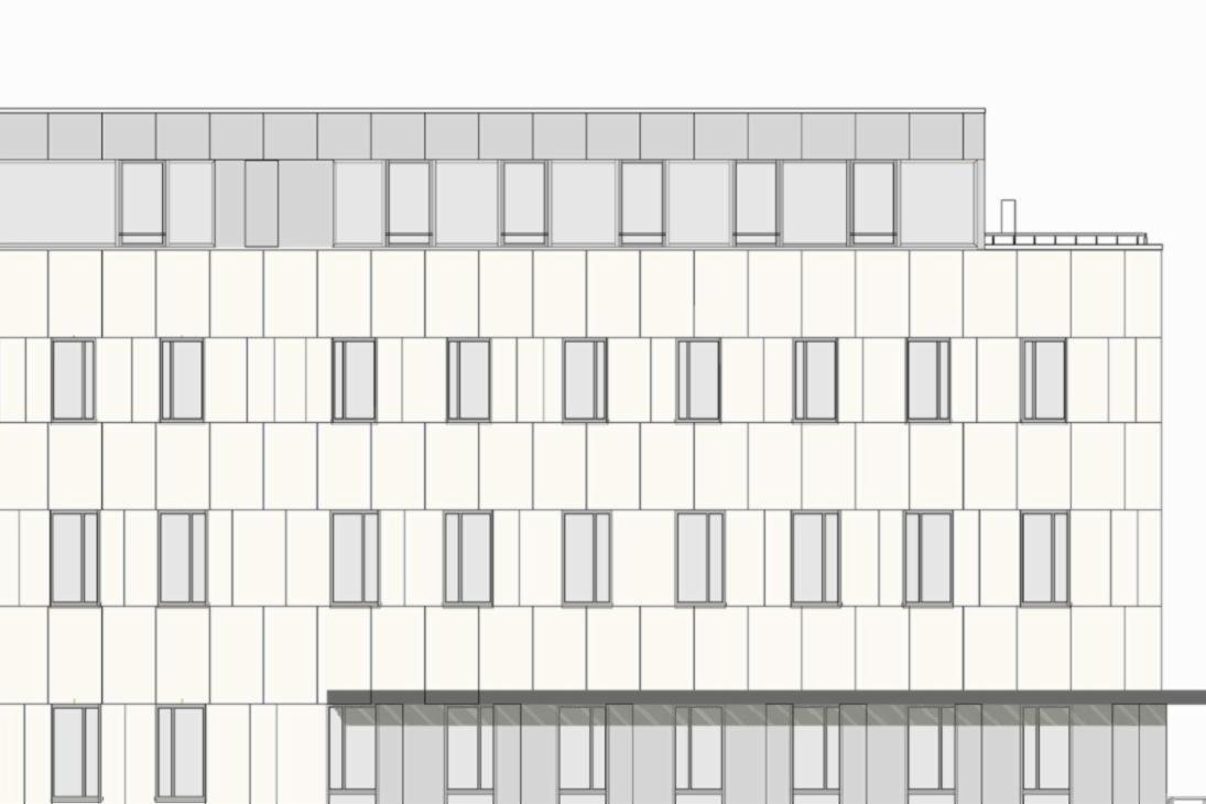 Fassadenansicht Förder-/Fachbildungszentrum Wurzen, LfULG
Entwurf erstellt vom Büro DNR Daab Nordheim Reutler, PartGmbH aus Leipzig