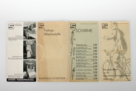 Foto: Vier Flyer der Schocken AG, Datierung: vor 1938