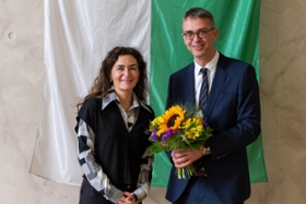 Foto: Justizministerin Constanze Geiert mit Eckart Stinshoff, dem neuen Präsidenten des Verwaltungsgerichts Leipzig