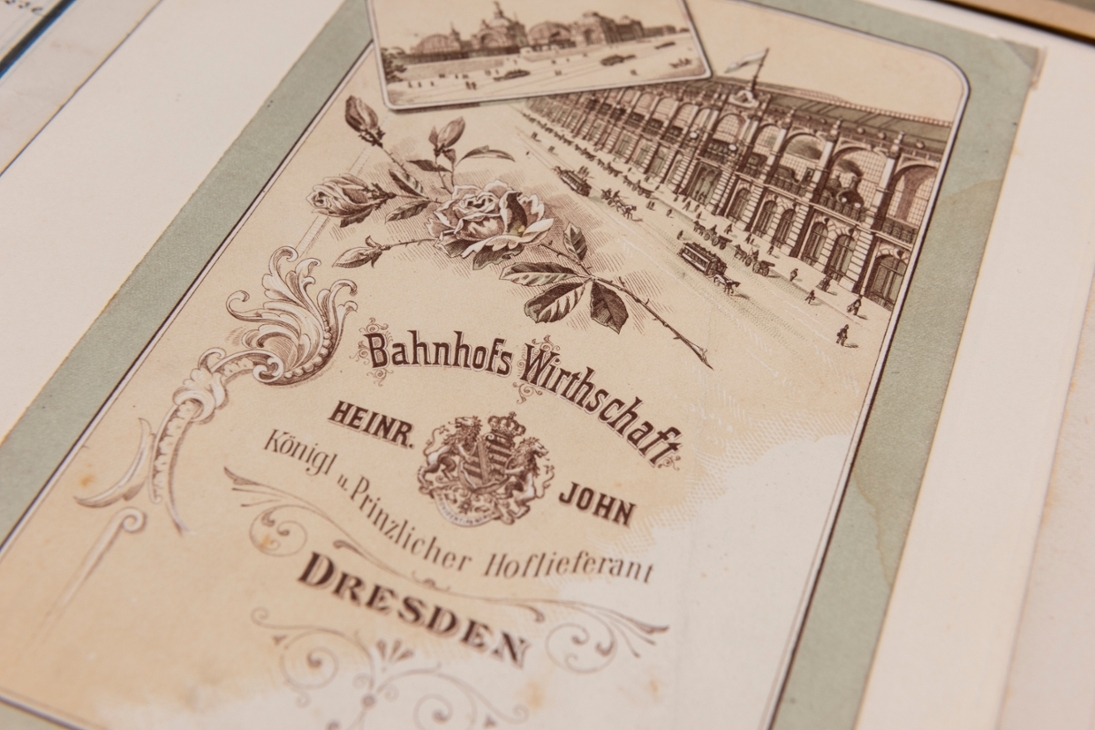 Speisekarte der Bahnhofswirtschaft Heinrich John, um 1900