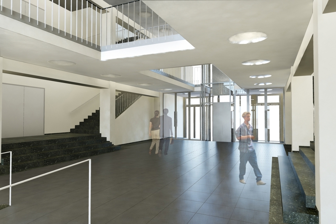 Visualisierung des Eingangsbereiches des Trefftz-Baus (SIB/Architekturbüro Heinle, Wischer und Partner)